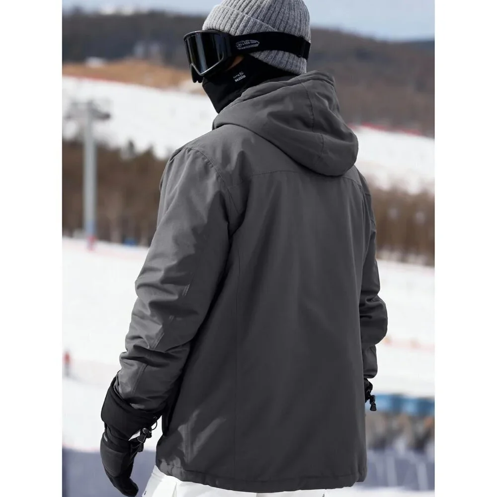 Men's Charcoal Gray Waterproof Ski Snow Fleece Lined Warm Winter Rain Jacket